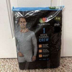 Fruit Of The Loom Thermal Crew Top Black Size XL/XG‎ NIP